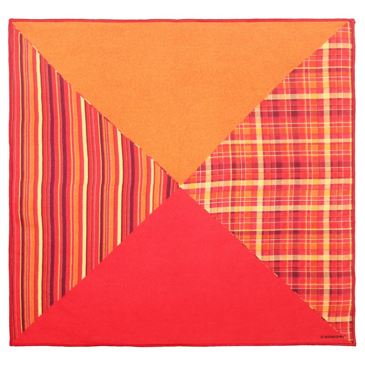 Chokore Pink & Orange Four-in-One Silk Pocket Square