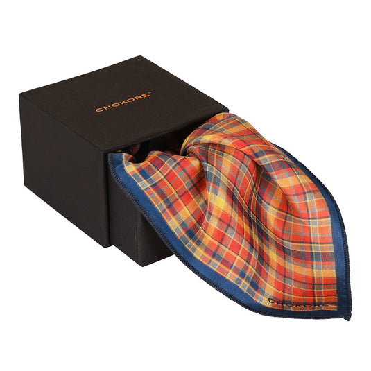 Chokore Pocket square Two-in-One red yellow from the Plaids line