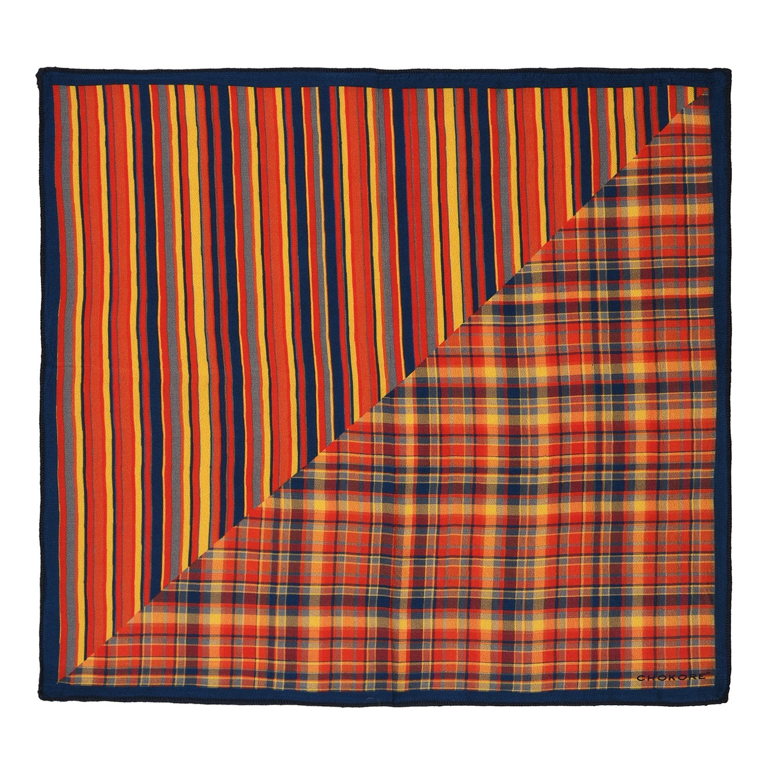 Chokore Pocket square Two-in-One red yellow from the Plaids line