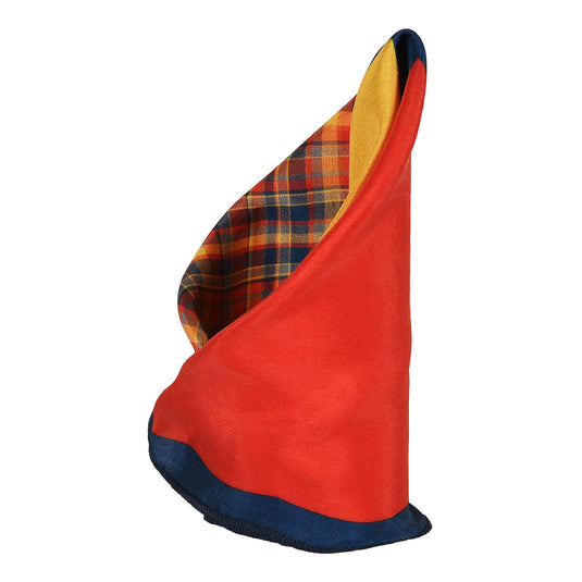 Chokore Four-in-One Red & Yellow Silk Pocket Square from the Plaids Line