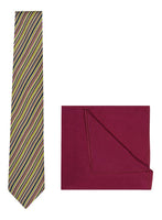 Chokore Chokore Multi-color Silk Tie from Plaids line & Plain Pink color Silk Pocket Square set
