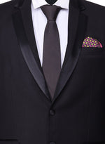 Chokore Chokore Black color silk tie & Black with Magenta & Tangerine Polka Dots Silk Pocket Square set 