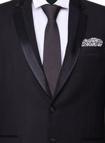 Chokore Chokore Black color silk tie & Black and White Plaids Pocket Square set 