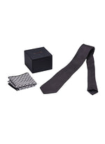 Chokore  Chokore Black color silk tie & Black and White Plaids Pocket Square set