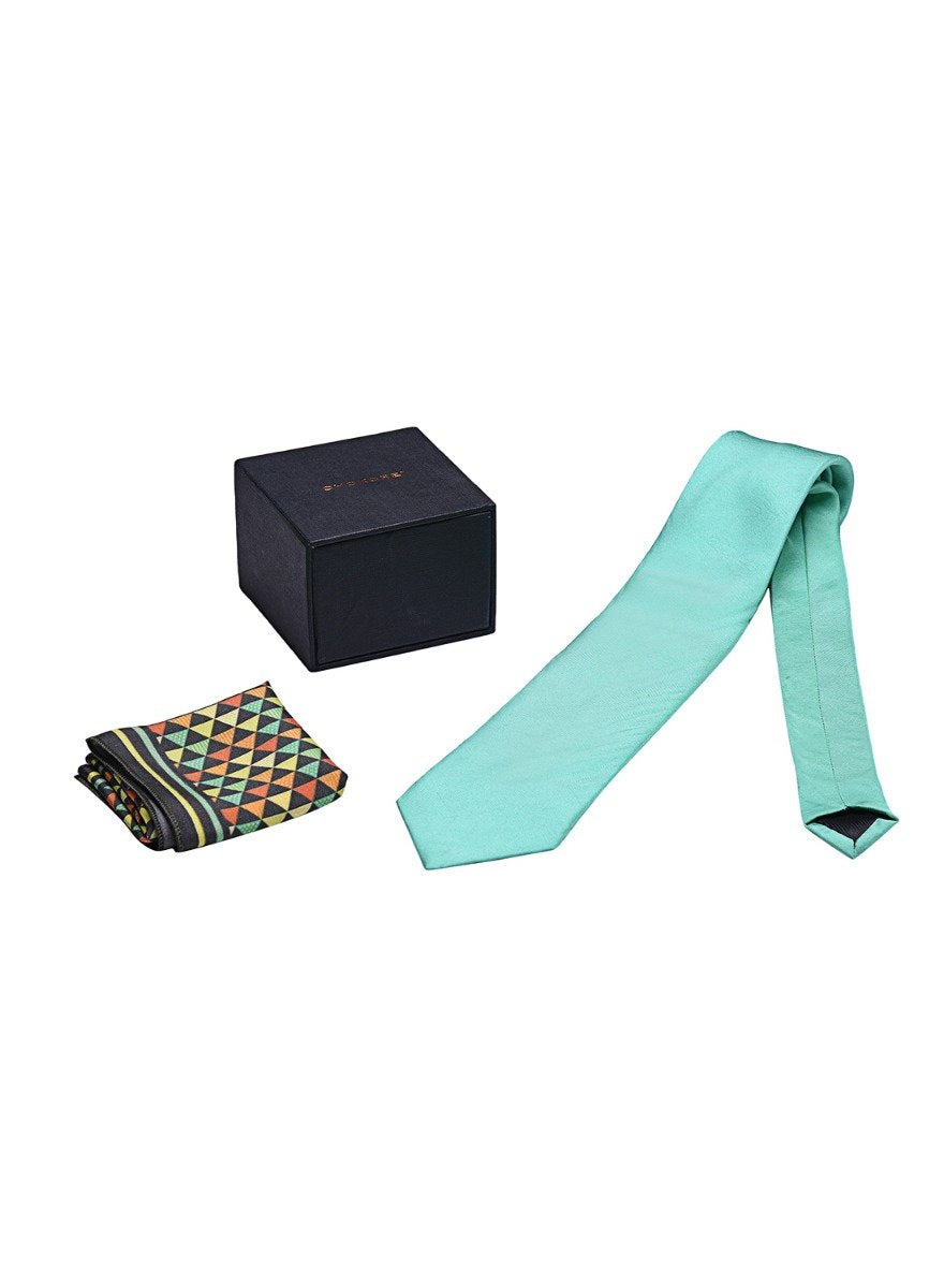 Chokore Dark Sea Green Silk Tie & Pocket Square set