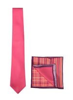 Chokore Chokore Fuschia color Silk Tie & Two-in-One Pink & Orange Silk Pocket Square set 