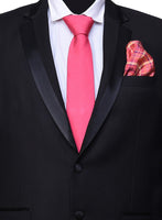 Chokore Chokore Fuschia color Silk Tie & Two-in-One Pink & Orange Silk Pocket Square set