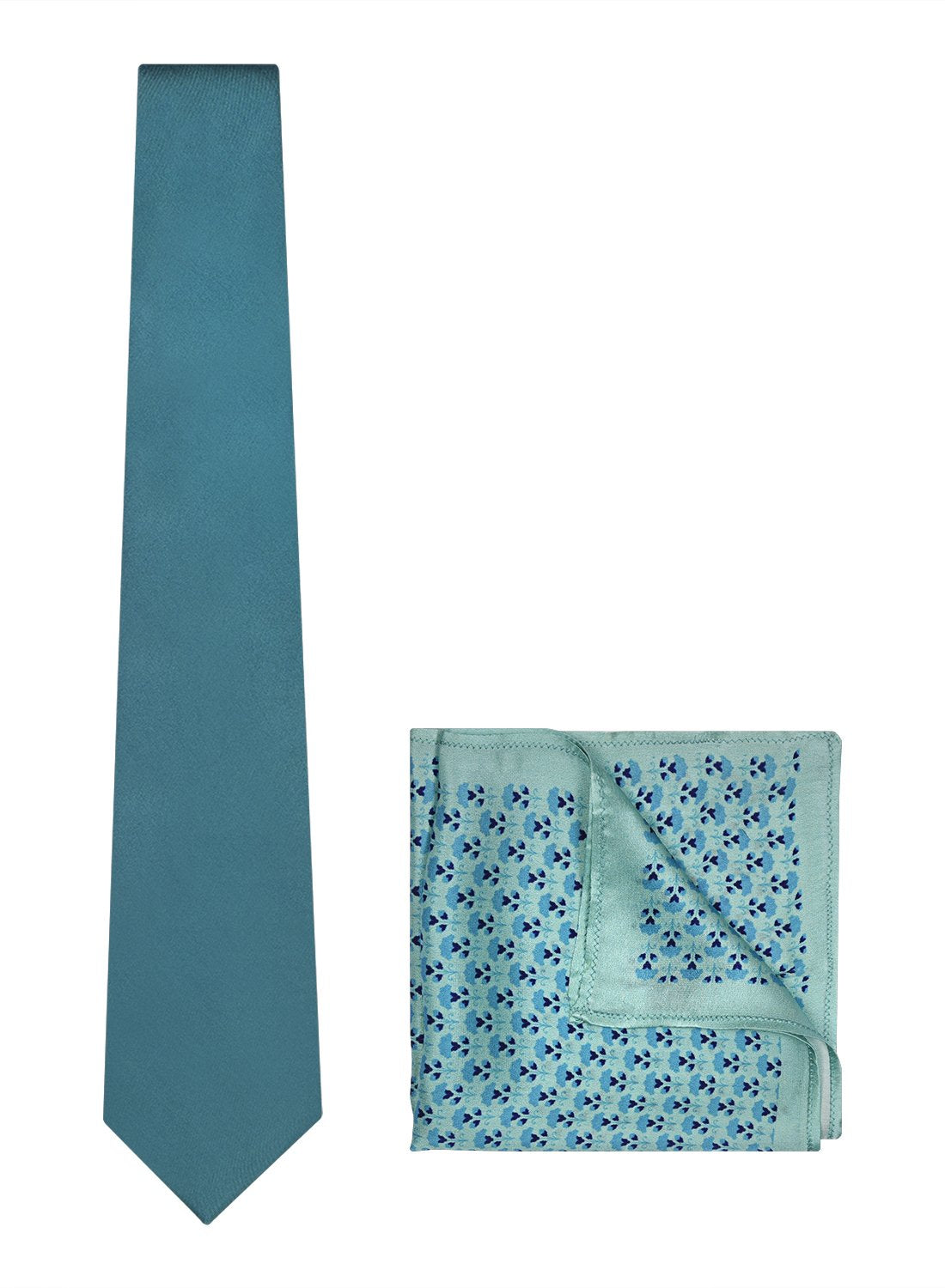 Chokore Light Blue color Plain Silk Tie & Light blue pure silk pocket square set
