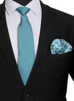 Chokore Chokore Light Blue color Plain Silk Tie & Light blue pure silk pocket square set