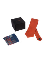 Chokore  Chokore Red color Plain Silk Tie & Blue & Red pure silk pocket square set