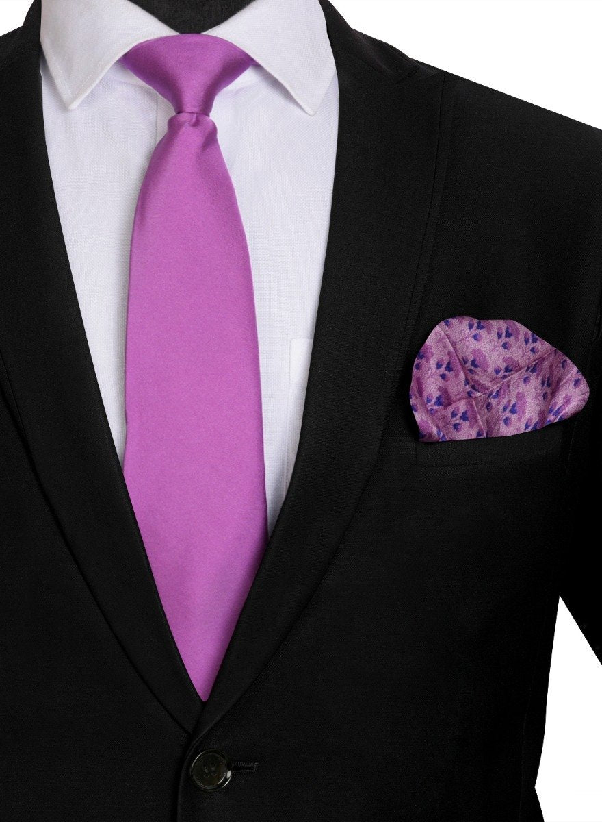 Chokore Deep Purple color Silk Tie & Purple color Silk Pocket Square from Indian at heart line set