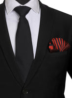 Chokore Chokore Black color Plain Silk Tie & Red & Black printed silk pocket square set