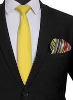 Chokore Chokore Yellow color silk tie & Two-in-one Red & Yellow Silk Pocket Square set