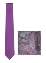 Chokore  Chokore Deep Purple color Silk Tie & Purple Silk Pocket Square set
