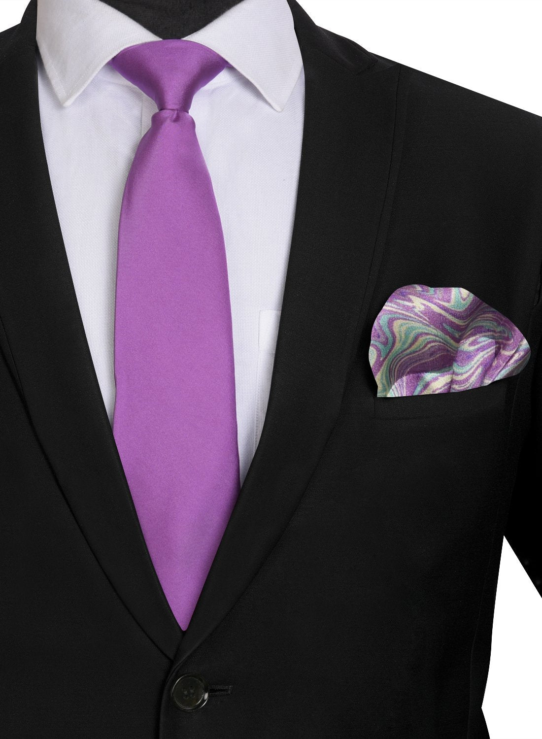 Chokore Deep Purple color Silk Tie & Purple Silk Pocket Square set