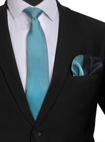 Chokore Chokore Blue Color Silk Tie & Two-in-one Navy & Light Blue Silk Pocket Square set