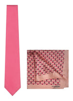 Chokore Chokore Black color silk tie & Red and Black Silk Pocket Square set Chokore Pink color Plain Silk Tie & Pink color floral print silk pocket square set