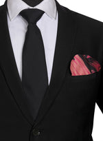 Chokore  Chokore Black color Plain Silk Tie & Magenta printed silk pocket square set