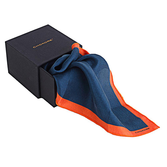 Chokore Blue & Red Pure Silk Pocket Square