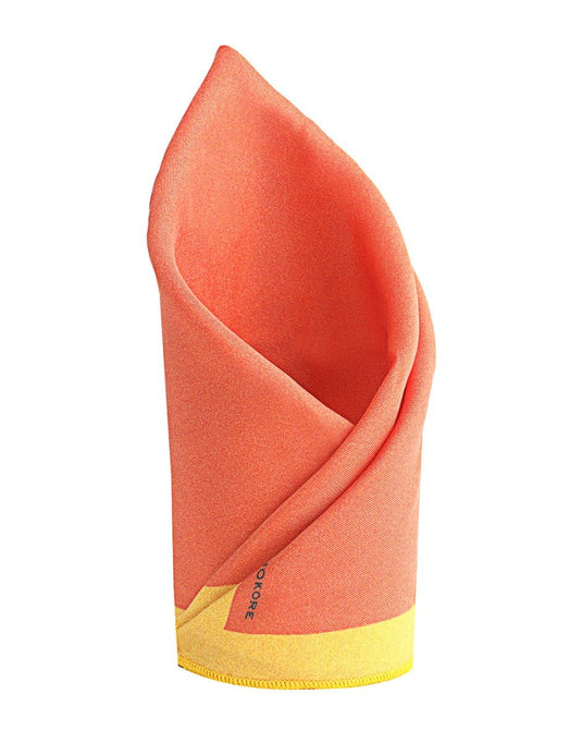 Chokore Red & Orange Silk Pocket Square - Squared line
