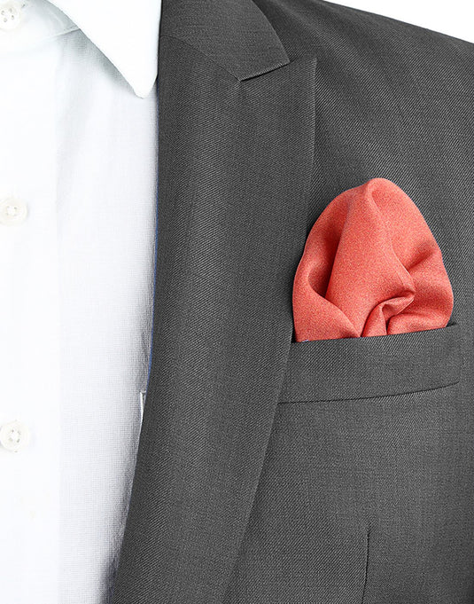 Chokore Saffron and Grey Pure Silk Pocket Square