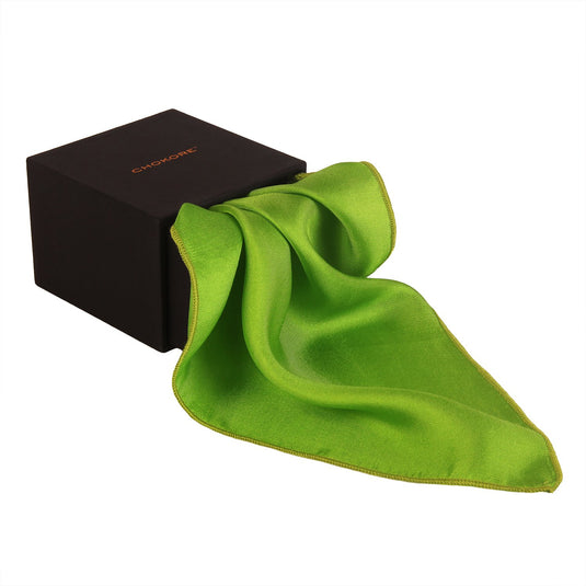 Chokore Bright Green Pure Silk Pocket Square, from the Solids Line