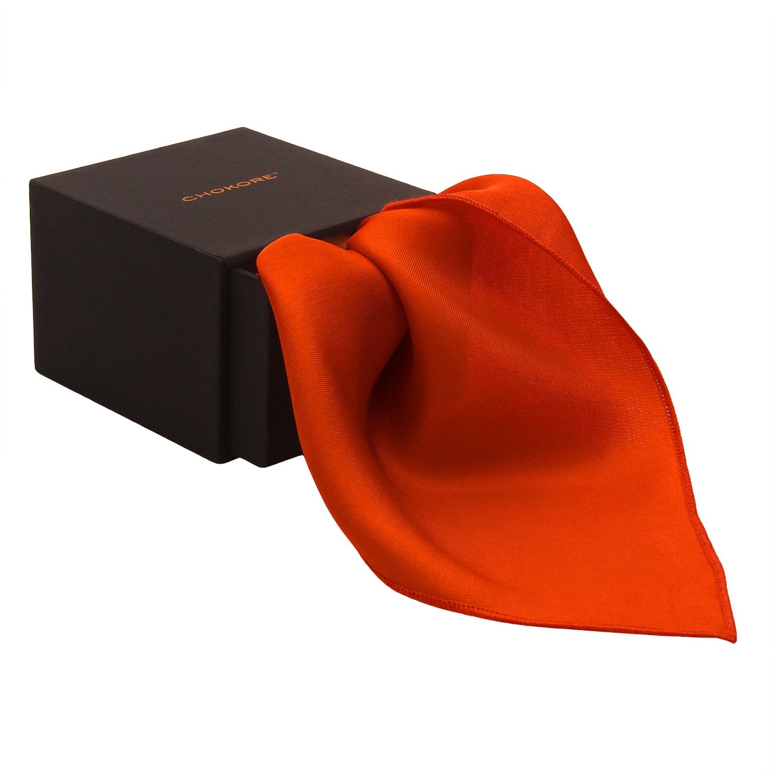 Chokore Spicy Orange Pure Silk Pocket Square, from the Solids Line