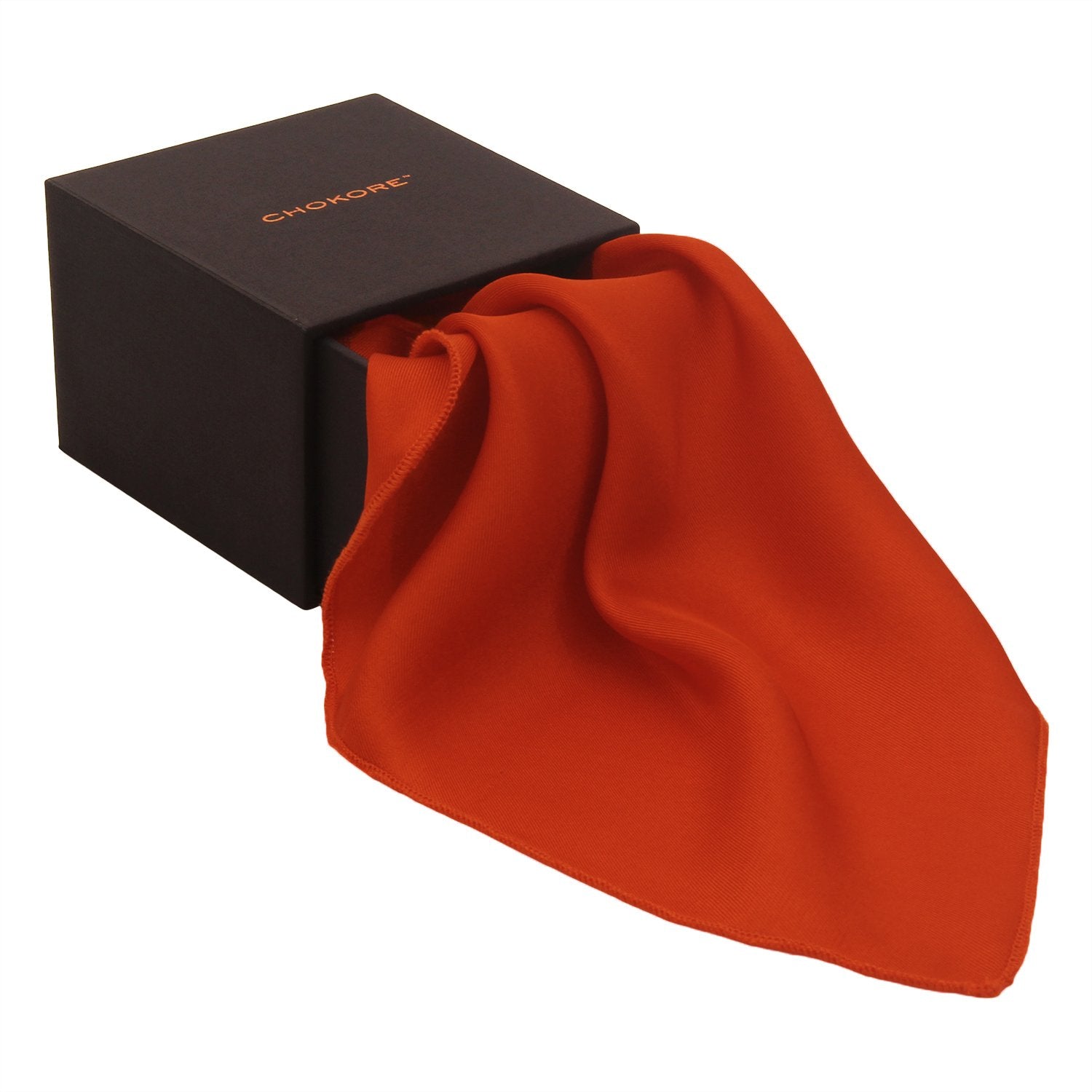 Chokore Mandarin Red Pure Silk Pocket Square, from the Solids Line