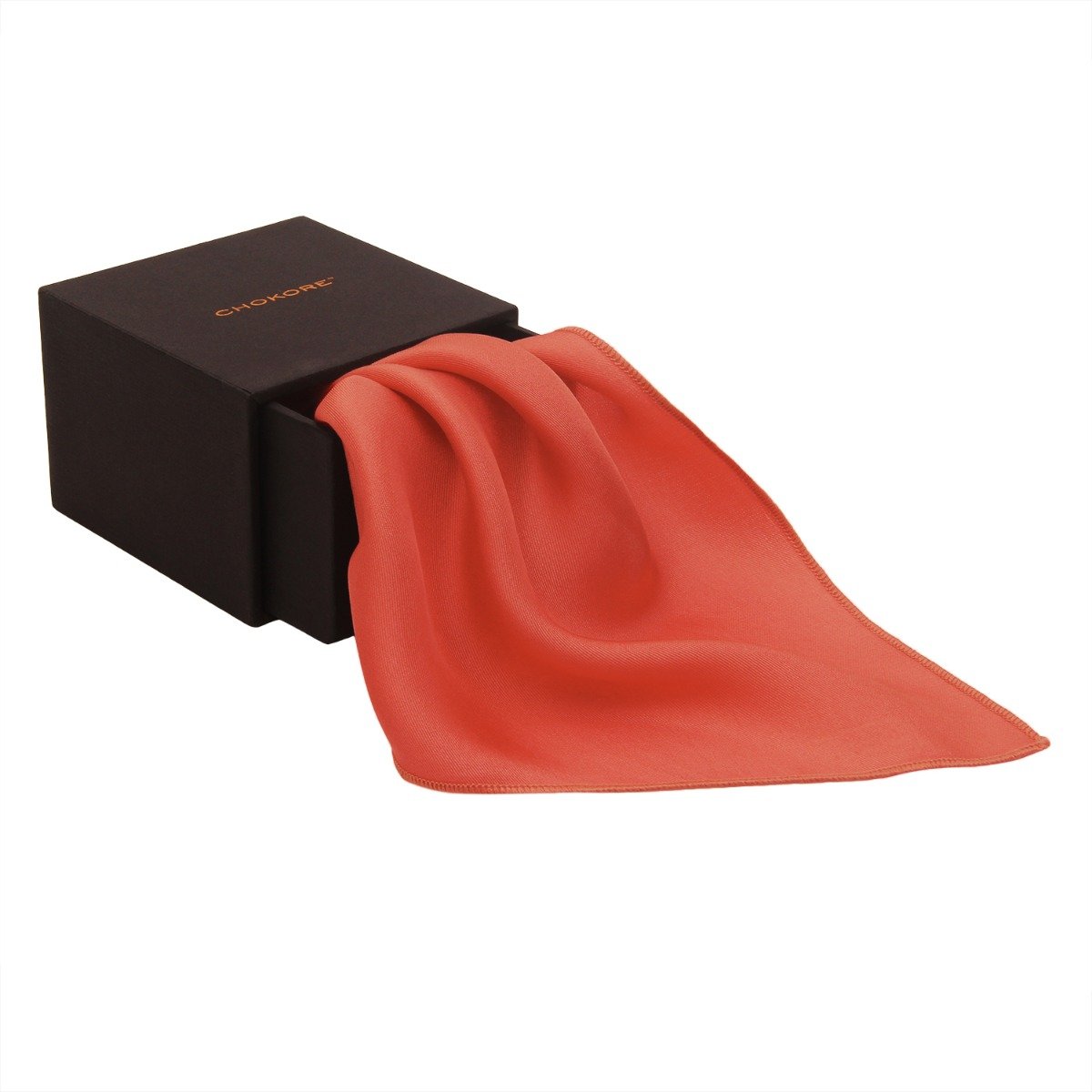 Chokore Coral Pure Silk Pocket Square, from the Solids Line