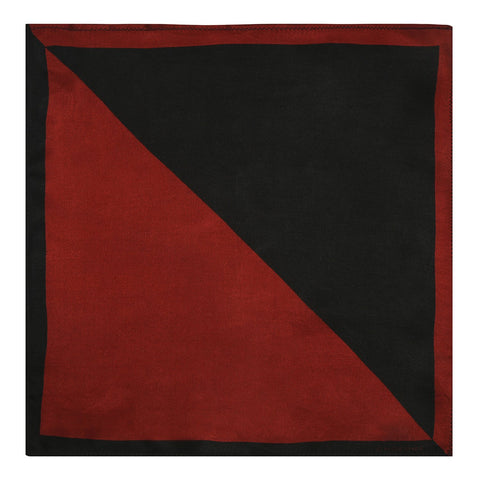 Chokore 2-in-1 Red & Black Silk Pocket Square from the Solids Line - Chokore 2-in-1 Red & Black Silk Pocket Square from the Solids Line