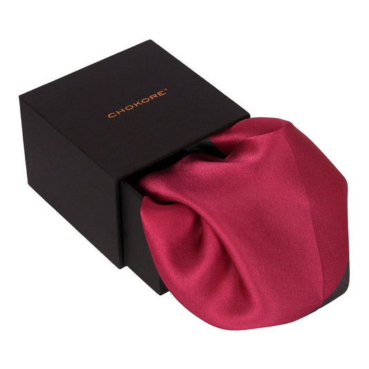 Chokore 2-in-1 Dark Grey & Wine Pink Silk Pocket Square from the Solids Line