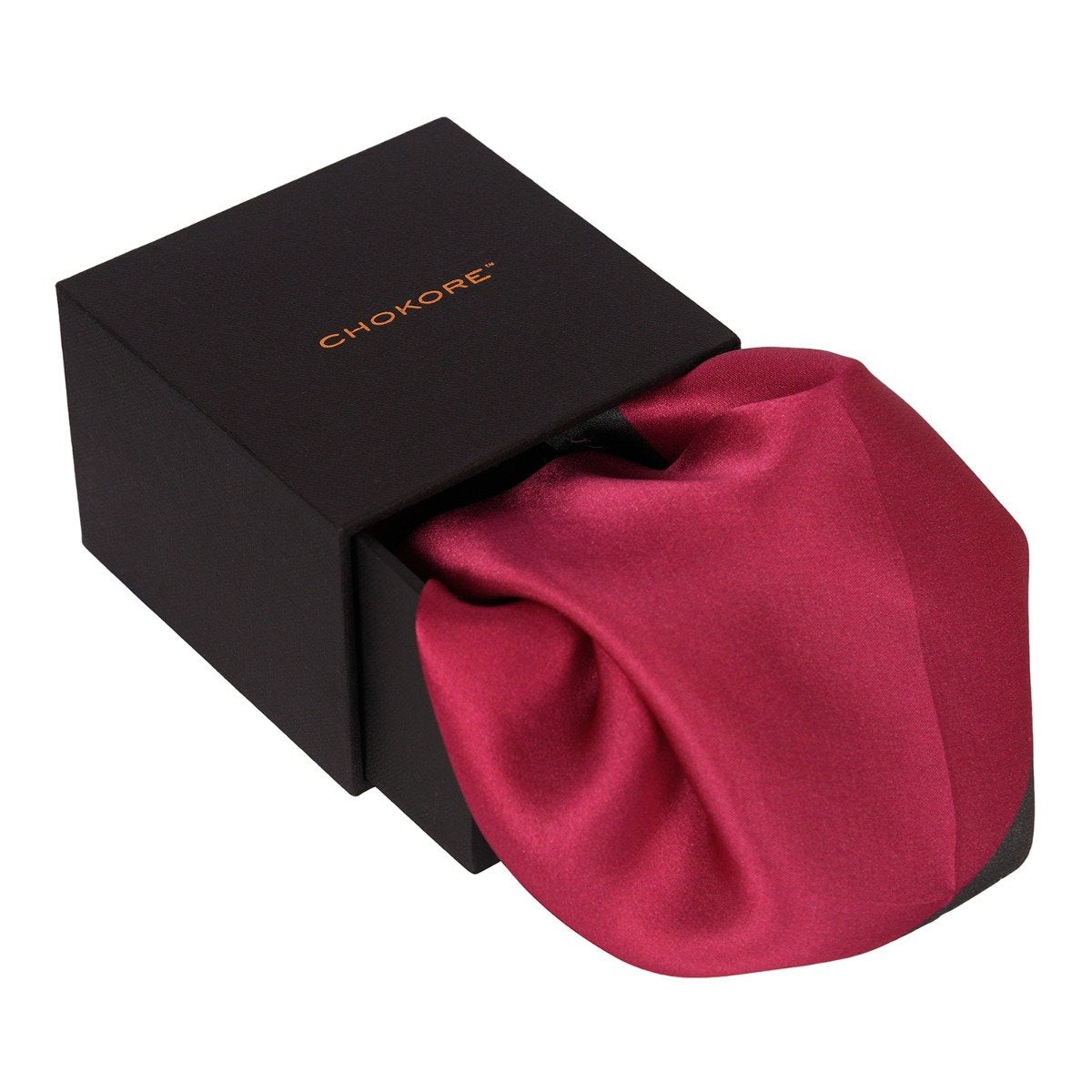 Chokore 2-in-1 Dark Grey & Wine Pink Silk Pocket Square from the Solids Line