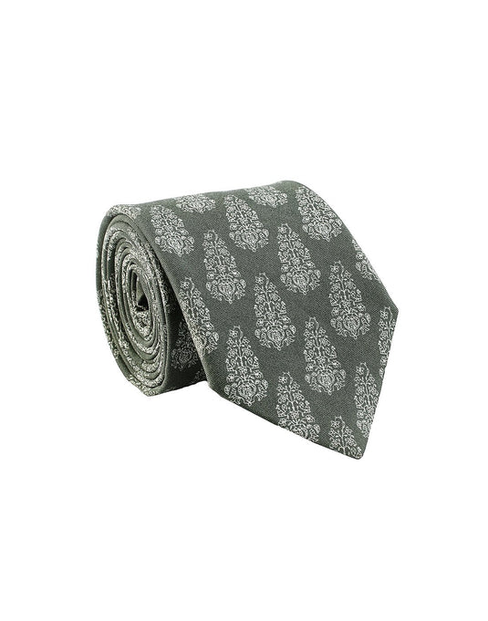 Chokore Grey & White Silk Necktie - Indian at Heart Collection