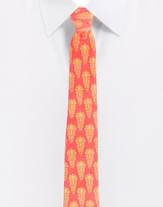 Chokore Red & Orange Silk Necktie - Indian at Heart Collection