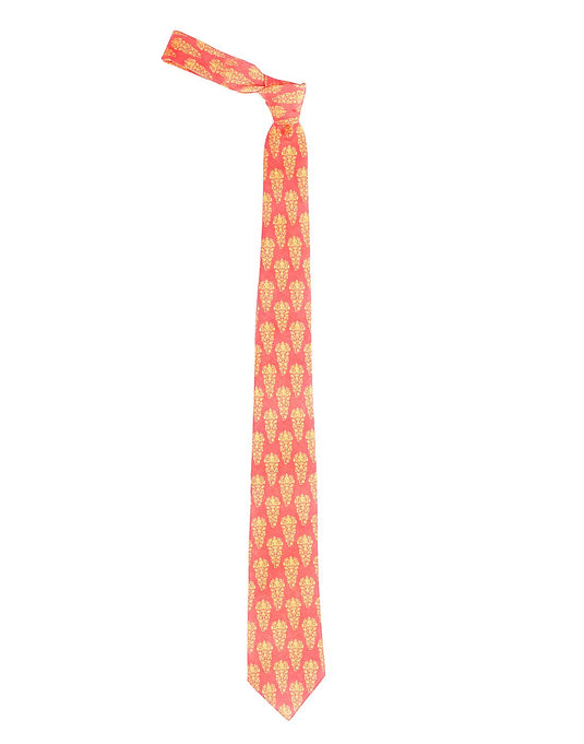 Chokore Red & Orange Silk Necktie - Indian at Heart Collection