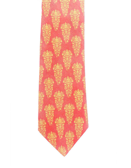 Chokore Red & Orange Silk Necktie - Indian at Heart Collection