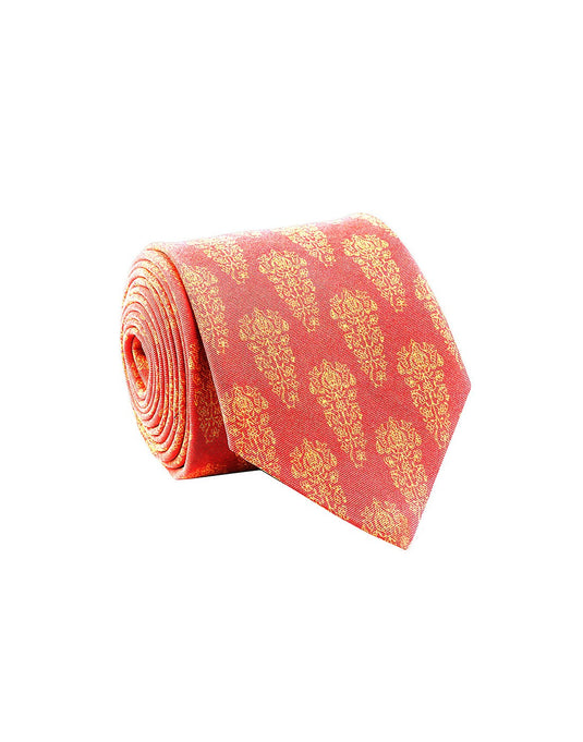 Chokore Red & Orange Silk Necktie - Indian at Heart Collection