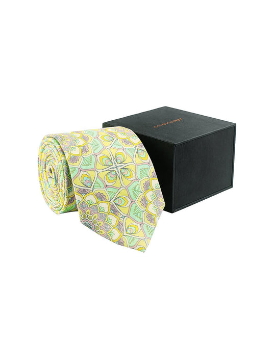 Chokore Lemon & Sea Green Silk Tie - Indian at Heart line