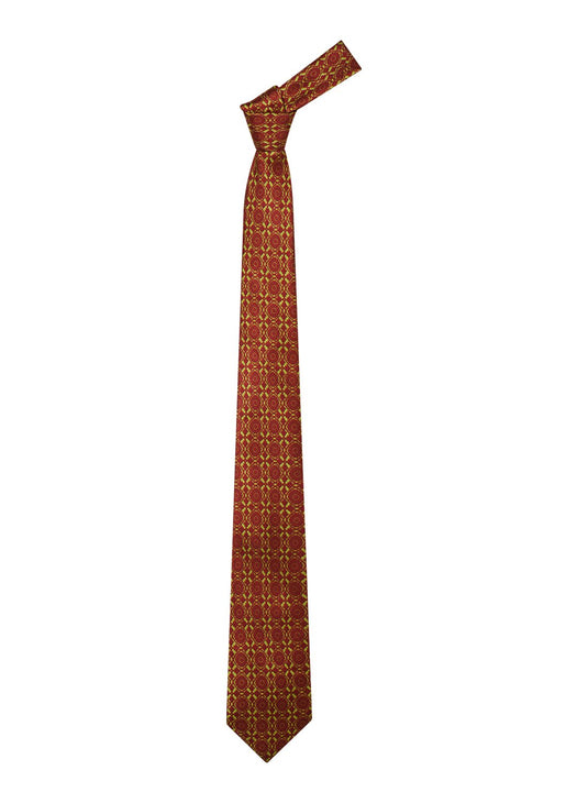 Chokore Mehandi Green & Burgundy Silk Necktie - Indian At Heart Collection
