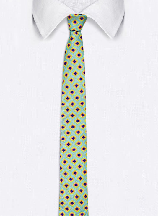 Chokore Light Sea Green & Yellow Silk Tie - Indian At Heart Collection