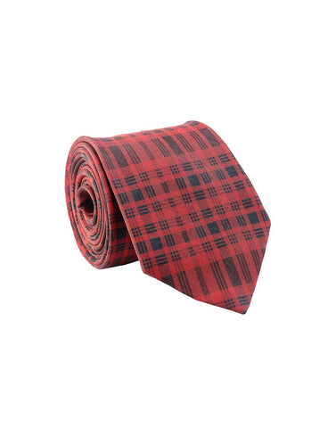 Chokore Red & Black Silk Tie - Plaids line - Chokore Red & Black Silk Tie - Plaids line