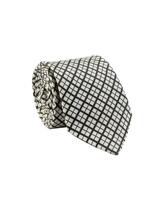 Chokore Black & White Silk Tie from Plaids collection
