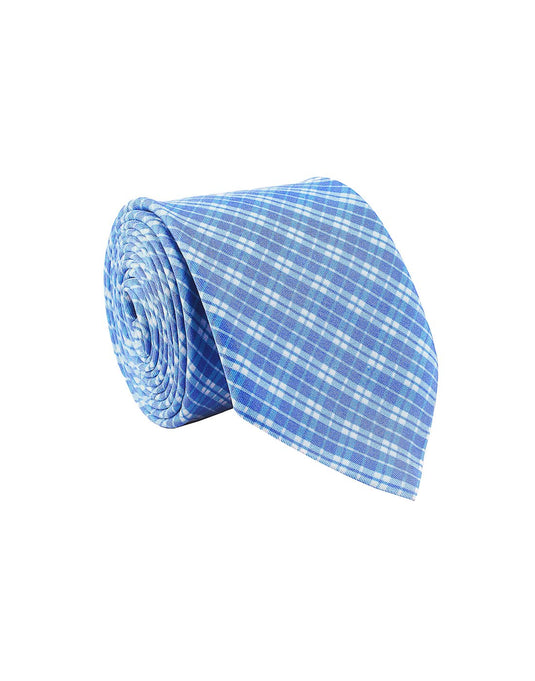 Chokore Blue & White Silk Tie - Plaids line