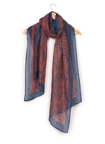 Chokore Printed Purple and Grey Silk Stole for Women Printed Blue & Red Silk Stole for Women