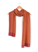 Chokore  Printed Red & Orange Silk Stole for Women
