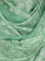 Chokore Printed Light Sea Green & Off White Silk Stole for Women 