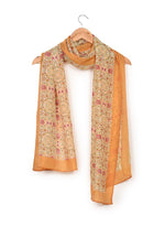 Chokore Printed Mauve and Lime Green Silk Stole for Women Printed Off White, Orange &Pink Silk Stole for Women